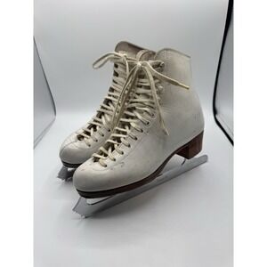 Riedell Figure Ice Skates Size 5 White Leather John Wilson Pattern 99 Blades